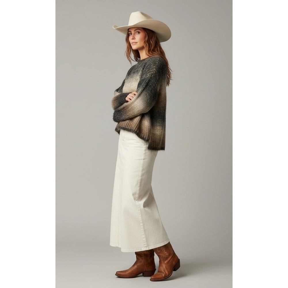 SPANNER‎ Mohair Large Ombre Knit Sweater Long Sleeve Women